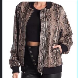 LPA 100% Leather Snake Embossed Bomber Jacket NWT!!